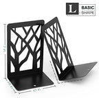 MaxGear Book Ends Tree Design Modern Bookends for Shelves, Non-Skid Bookend, Heavy Duty Metal Book Stopper for Books/CDs, Decorative Books Shelf Home, 7 x 4.7 x 3.5”, Black, 8 Pair/16 Pieces, Large - size: 8 Pairs