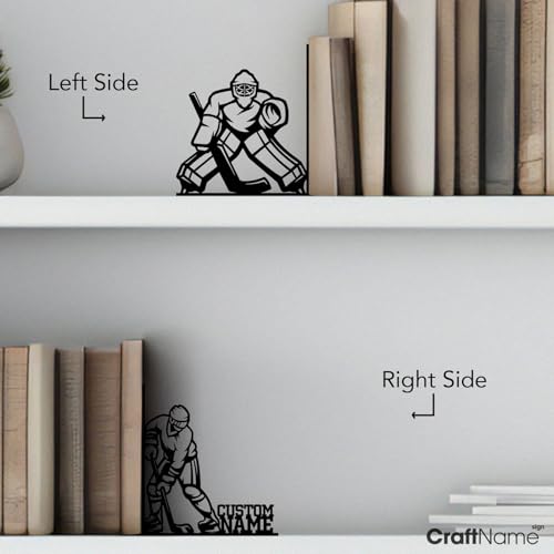 Craftnameisgn Custom Ice Hockey Table Decor Metal Bookends for Shelves, Hockey Book Ends Metal Art, Bookends Hold Books for Home Office, Ice Hockey Book Shelf Holder Office Décor - color: Ice Hockey Design 01