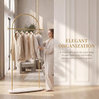 Modern Gold Coat Racks with Marble Base, Gold Clothing Racks with Shelves, Heavy Duty Clothes Rack Stand for Entryway, Bedroom, Living Room, Boutiques - style: Coat-31.5''W