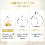 NUPTIO Hanging TeaLight Candle Holder: 24Pcs 2.36in Tree Tea Light Holders with LED Candles Small Glass Globes Ornament Clear Round Mini Terrarium Containers for Wedding Party Tree Decoration - size: 2.36 inches