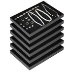 Rainmae 6 Pcs Velvet Stackable Jewelry Tray Showcase Display, Jewelry Organizer Trays for Drawers and Countertop, Black Empty Plates for Necklace, Ring, Bracelet, and Earring Storage Display
