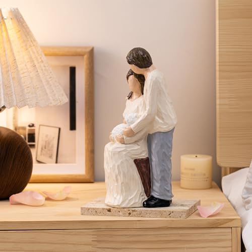 New Parents and Baby Figurines, Gifts for New Mom and Dad, Ideal for First Mothers Day, First Fathers Day, Hand Painted Sculpture, Resin, 8.7" H - style: Family of 3