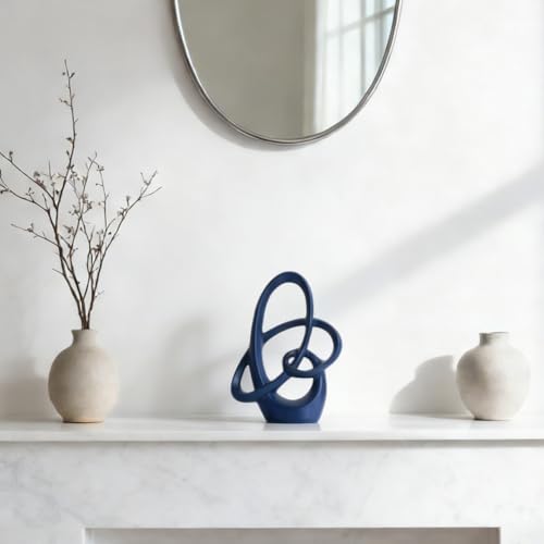 Blue Sculpture Decor – 11" Modern Resin Art Statue for Living Room, Office, or Coffee Table, Blue Home Accents and Shelf Decor, Contemporary Centerpiece Decoration for Modern Home or Apartment - color: Blue, size: 11in