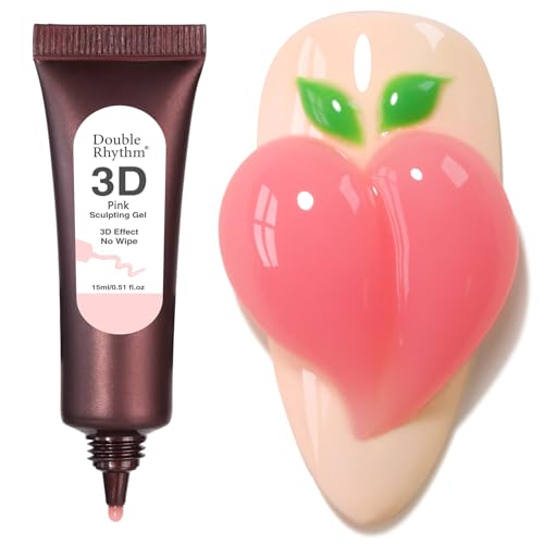 Double Rhythm 0.5 Oz 3D Nail Gel Nail Art Sculpting Gel No Wipe Gel Polish for Nail Designs DIY Nail Art for Drawing, Molding, Sculpture and Decoration (3D Sculpting Gel Pink) - color: Pink