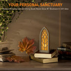 Solid Wood Fantasy Book Nook Shelf Insert - Handcrafted Bookends with Remote Control & Timer, Magical Moroccan Bookshelf Decor Night Light, Unique Gifts for Book Lovers Readers
