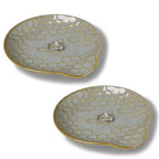 GDCZ Ceramic Jewelry Tray Set of 2, Personalized Trinket Dish with Pattern, Ring Dish, for Rings Earrings Necklaces Bracelet Watch Keys, Perfect for Gifts for Women (Grey) - color: Grey