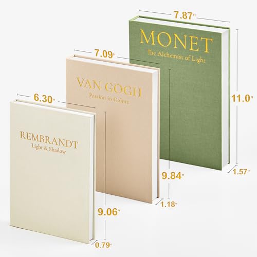 JARLINK Aesthetic Decorative Books, Set of 3 Linen Faux Books for Coffee Table, Bookshelf or Mantle Decor, Stylish Book Storage Boxes for Home Decor, Photo Organization, and Keepsake Storage,Sage - color: Sage-Beige-Apricot