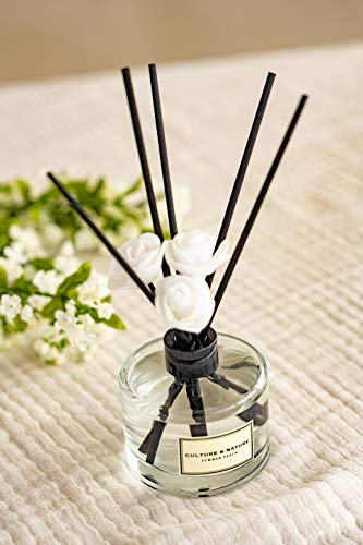 CULTURE & NATURE Reed Diffuser Set 6.7oz (200ml) Clean Cotton Scented Diffuser with Sticks Home Fragrance Reed Diffuser for Bathroom Shelf Decor - size: 6.7 oz