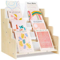 Greeting Card Display Stand , Acrylic Sticker Display Holder for Vendors, Counter Retail Display Rack , 4-Tiered Wooden/Acrylic Display stand for postcard /Brochure/Photos/Picture