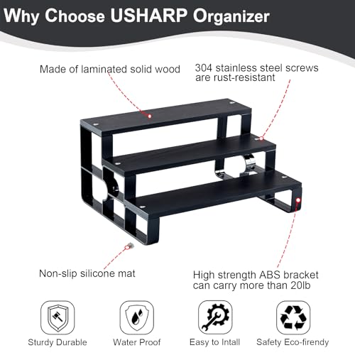 Wood Perfume Stand Organizer,3 Tier Black Cologne Organizer for Men,Fragrance Stand for Dresser,Bedroom,Bathroom,Cupcake(Width=14") - color: Black, size: 3 Tiers-width=14"