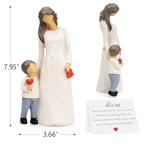 kullder Mother and Son Figurines Statues, Mom Gifts from Son, Mother of The Groom Gift, Mothers Day, Christmas, Birthday Gifts for Mom, Boy & Moms Sculptures, Memorial Gift for Loss of Child - color: Mother and Son Figurines