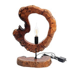 LAPTAIN Wood Table Lamp, Irregular Jujube Tree Wooden Bedside Lamp, Creative Home Decor Table Lamp, Bedside Night Light for Bedroom, Living Room, E12, ON-Off Button,Wood Base - size: Large