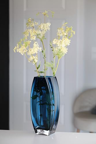 Glass - Vase - Blue - Teal - 12.6" Height - Heavy Durable - Made in Europe - by Barski