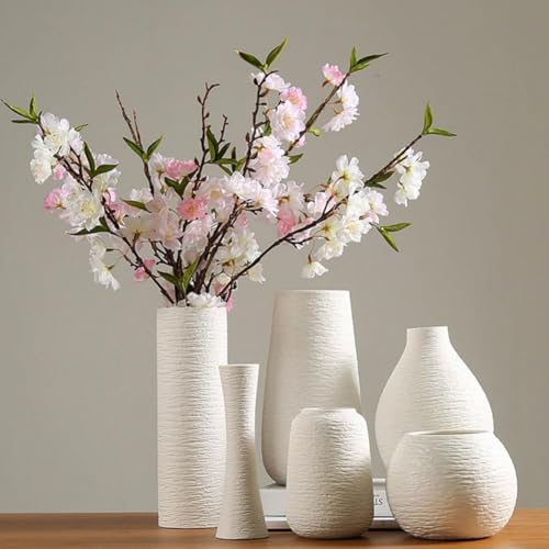 Small Ceramic Bud Vase Tall Conic Flower Single Stem Vase Modern Ceramic Flower Vases Home Decorative Floral Centerpiece for Arranging Bouquets Wedding and Office (Wide Mouth -White) - color: White