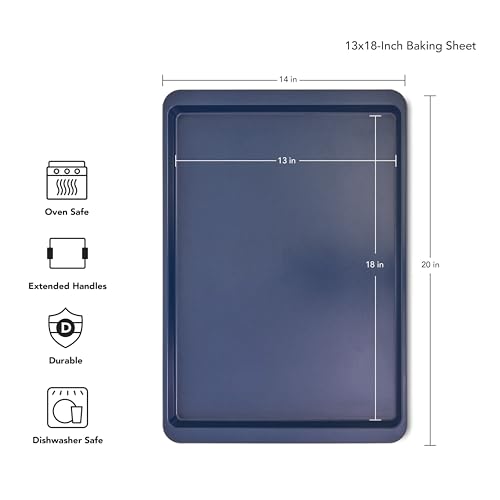 KitchenAid 13x18in Nonstick Aluminized Steel Baking Sheet, Ink Blue - color: Ink Blue, size: 13 x 18 Inch