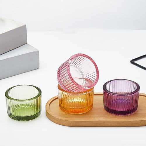 2 Pcs Glass Tealight Candle Holder Clear Tea Light Candle Cups Votive Candles Holders Containers Floating Candles Holders Dining Table Candle Holder Wedding Table Centerpieces Red - color: Red