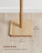 VASAGLE Solid Wood Coat Rack, Free Standing Hall Coat Tree with 8 Hooks, 3 Height Options, for Coats, Hats, Bags, Purses, for Entryway, Hallway, Rubberwood Hooks and Pole, Natural Beige URCR010N01 - color: Natural Beige, style: Square Base + Cylindrical H