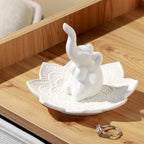 White Elephant Ring Holder with Mandala Jewelry Dish, Boho Decor, Jewelry Holder for Rings Earrings Bracelets, White Elephant Gifts for Adults, Mothers Day Christmas Birthday Gifts for Women - style: Mandala Elephant