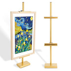 Adjustable Tabletop Easel Stand for Picture Frames up to 29" H - Metal Frame Holder Stand for Sign, Artwork, Canvas Display - Compact Black Small Easel Stands for Home Office Galleries (Golden)