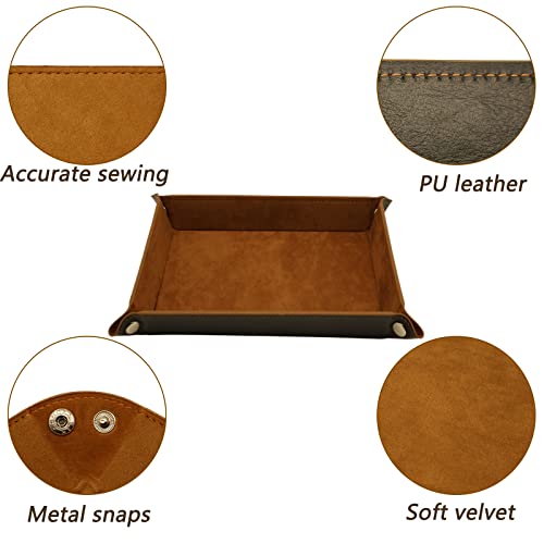 Valet Organizer - Catchall Tray for Jewelry, Wallets, Watches, Keys, Coins, Phones, Glasses - Perfect for Nightstand, Desk, Entryway - color: Brown