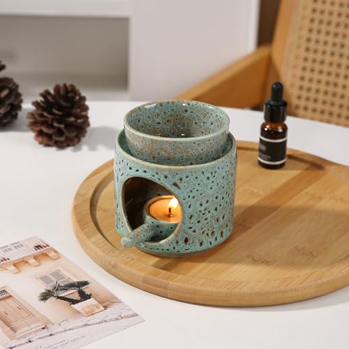 Essential Oil Burner for Scented Oil, Oil Warmer, Tealight Wax Melt Warmer, Candle Diffuser, Tea Light Holder, Green - color: Green