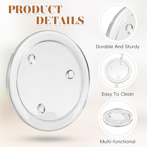 Toyvian Glass Candle Plates: 4pcs Pillar Candles Pedestal Clear Holders Round Trays for Wedding, Tealight Stand Table Centerpieces for Bathroom Dining Room Table Christmas Dinner Decor, 4inches