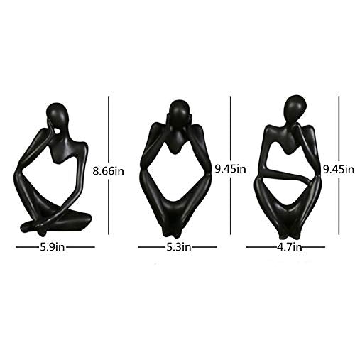 Asng Resin Thinker Style Abstract Sculpture Statue Collectible Figurines Home Office Bookshelf Desktop Decor (Black,Left, Large) - color: Black,left, size: Large
