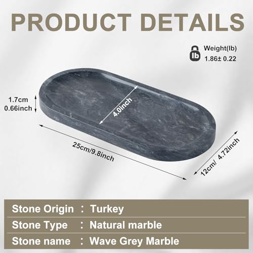 Natural Marble Vanity Tray, Marble Tray for Bathroom countertop,Stone Tray for Storing Perfume, Cosmetics and Jewelry 9.8 * 4.7inch （ Black） - color: Black, size: 9.8" x 4.7" x 0.7"