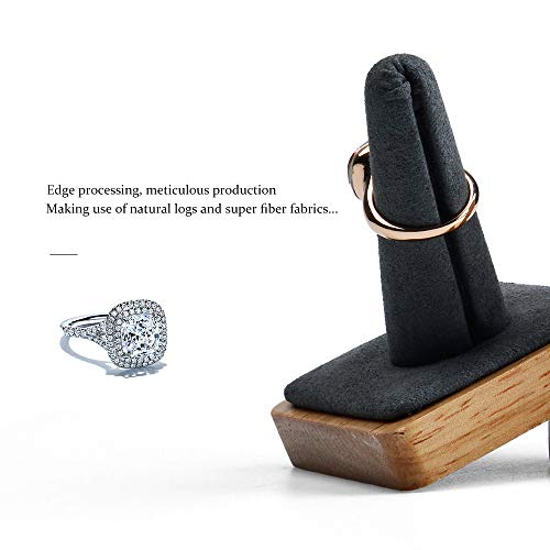 Oirlv Single Finger wooden ring display stand Jewelry Showcase Display Holder (Grey) - color: Grey