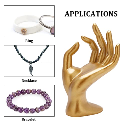 Hand Jewelry Display Holder Gold OK Shaped Hand Ring Jewelry Organizer Stand Watch Stand Support Holder for Earring Ring Bracelet Storage Room Decor 2.76 x 3.54 x 6.3 Inches - color: Gold