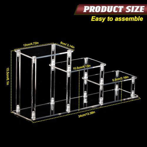 3 Tier Clear Acrylic Display Risers Stand Shelf, Acrylic Stands Display for Collectibles Pop Figure Models Perfumes Jewel,Action Figures Stand Organizer - color: 3 Tier/Model 3