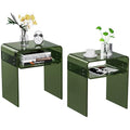 Clear Acrylic End Table 2-Tier Bedside Nightstand for Living Room Bedroom (1, Green Double) - color: Green Double