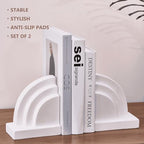 Concrete Bookends for Heavy Books - Heavy Duty 2-Piece Set for Shelves, Decorative Book Ends for Home Office Library, Non-Slip Base