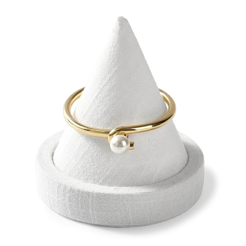 Solid Wood Bracelet Bangle Holder Microfiber Watch Jewelry Display Stand for Vendors Exhibit/Trade Shows/Retail Stores (linen White) - color: linen White