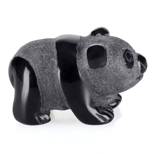 2" Obsidian Panda Figurine for Harmony& Resilient Gentleness,Panda Bear for Quiet Power of Nature,Panda Decor for Homes&Offices