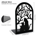 Book Ends, Bookends, Metal Bookend, Cat Decorative Bookends, Bookends for Shelves, Home Decorative Bookends for Heavy Books, Black Non-Skid Book Stopper, 7 x 4.7 x 4 inch (2 Pair)