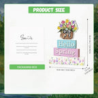 Smile Spring Wooden Indoor Decoration, Hello Spring, Floral Basket Wood Signs, Rustic Farmhouse Flowers Home Table Decor, Retro Centerpiece for Tiered Tray - style: Floral