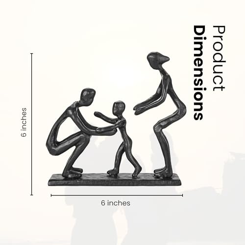 Rustic Family Figurines Family of Three Sculptures Parents and Kid Statue for Bedroom Décor Cast Iron Family Sculpture for Living Room Decor Gifts for Family Unique Art Piece Modern Home Décor - style: Family of Three Sculptures