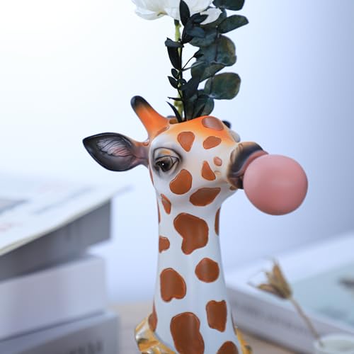 Blowing Bubble Art Vase, Animal Face Vase, Modern Home Decor Vase (No Plants) - Giraffe - color: Giraffe