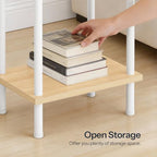 HOOBRO End Table, Small Side Table, Nightstand with 2-Layer Storage Shelves, Sofa Table for Small Spaces, Living Room, Bedroom, Stable Frame, Easy Assembly, Natural and White WN09BZ01 - color: Natural + White