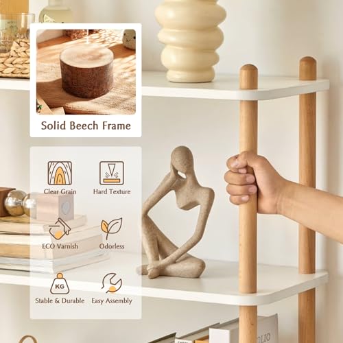 IOTXY 3-Tier Wooden Shelf Bookcase - Modern Open Bookshelf, Free Standing Storage Rack, Multifunctional Display Stand for Home and Office, Oak, Rectangle - color: Oak, size: 3-Tier