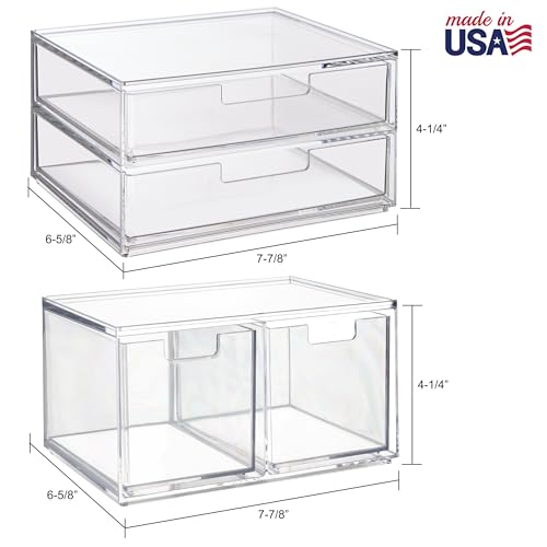 STORi Chloe Space-Saving Clear Drawer Organizer (4 Drawer Set) Sort Office, Kitchen, Beauty Supplies, Makeup, Pens, Jewelry, Stationary, Made in USA - style: Combo Drawer Set
