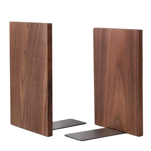 Muso Wood Handmade Walnut Book Ends, Non-Skid Bookends for Shelves, Large Sturdy Book Ends for Heavy Books, Decorative Book Shelf (1 Pair) - size: 1 Pair