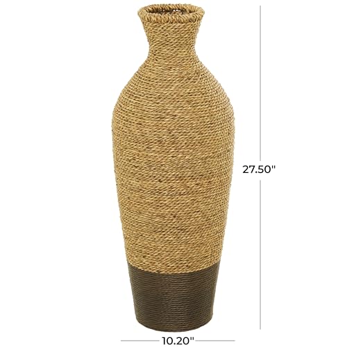 Deco 79 Seagrass Handmade Decorative Vase Tall Woven Floor Centerpiece Vase, Vase for Home Decoration 10" x 10" x 28", Brown - size: 10" x 10" x 28"