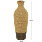 Deco 79 Seagrass Handmade Decorative Vase Tall Woven Floor Centerpiece Vase, Vase for Home Decoration 10" x 10" x 28", Brown - size: 10" x 10" x 28"