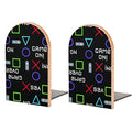 Sensaku Book Ends Cool Gamer Slogan Text Bookends (1 Pair) Heavy Duty Non-Slip Wood Decorative Home Office