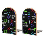 Sensaku Book Ends Cool Gamer Slogan Text Bookends (1 Pair) Heavy Duty Non-Slip Wood Decorative Home Office