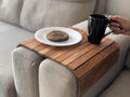 Vesta Homes Sofa Armrest Tray Set of 2 | Acacia Wood | Tambour Tray | Flexible and Foldable | Dining Table Mat | Suitable for Food, Drinks, Snacks, Cup | 17 * 11 Inches | Handcrafted in India - style: Set of 2 Couch Armrest