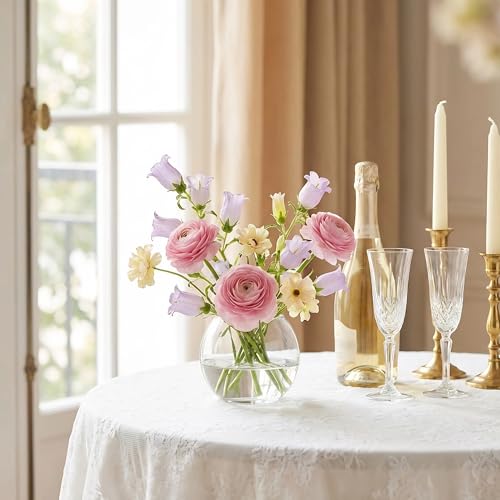 12pcs Clear Round Glass Vases Bowl Flower Vase,3.7"W X3.1"H Set of 6pcs Globe Vase 2.6”W X 2”H Set of 6pcs Candle Holder,Bud Vases in Bulk for Centerpieces,Party Decor,Table Decoration and Home Decor