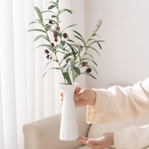 Speckled White Ceramic Vase for Home Decor, Small Textured Flower Vase for Pampas Grass, Rustic Farmhouse Decorative Vase for Coffee Table, Shelf & Living Room - color: Rustic White